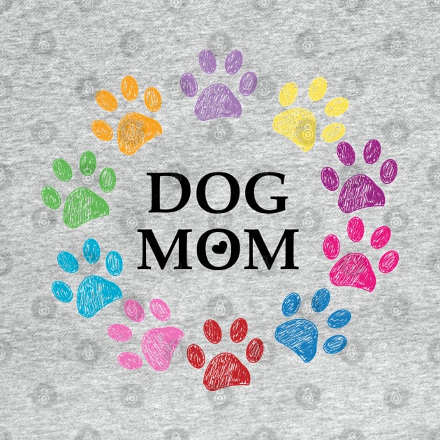 Colorful paw prints with Dog Mom text by GULSENGUNEL